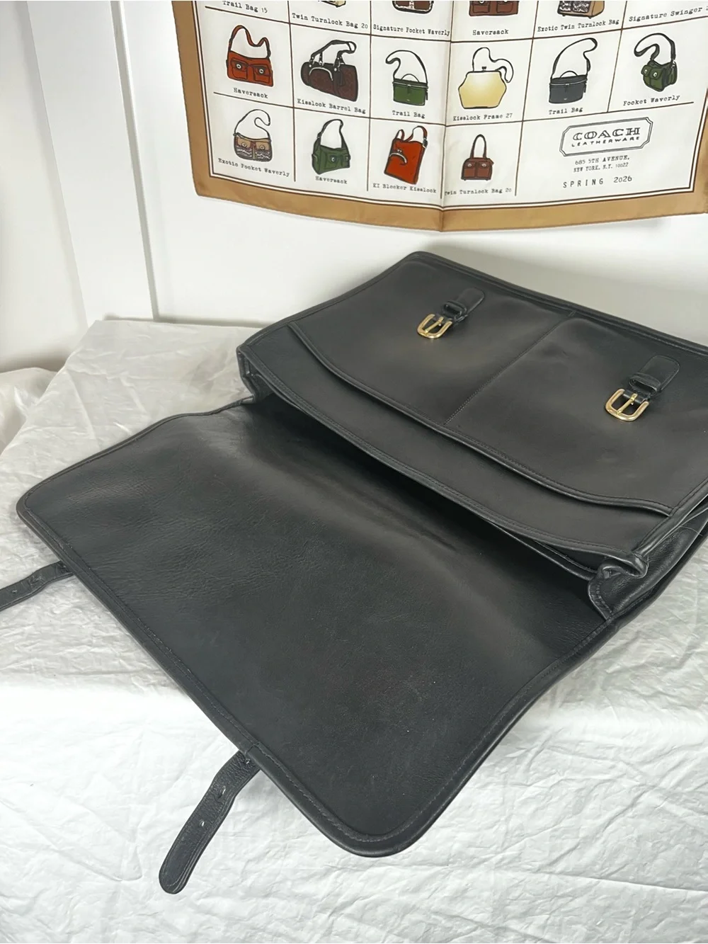VTG Coach Black Leather Lexington Briefcase 8006 Made in USA with Paperwork